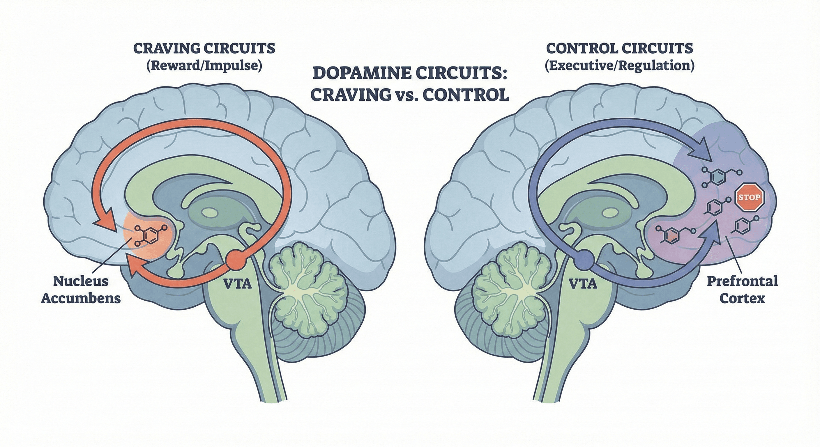 Illustration of dopamine pathways